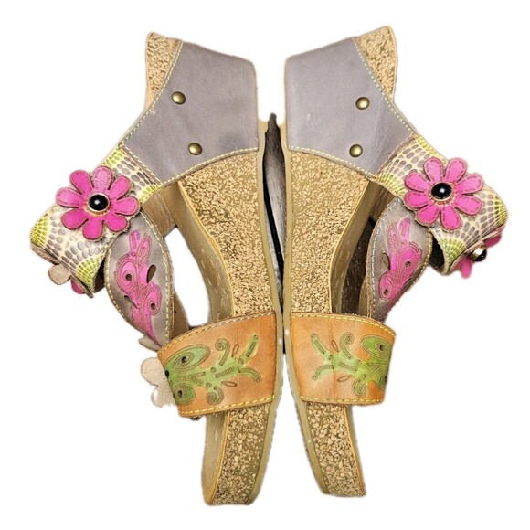 L'Artiste By Spring Step Adelanda Leather Sandals Floral Slides, Womens 7.5 (38) - Picture 7 of 13